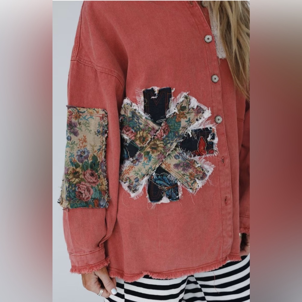 Pol Emberline Patch Button Down Shirt, Brick, Siz… - image 4